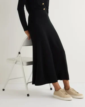 Women N.Peal Black | Textured Knits*Women's Long Rib Cashmere Skirt