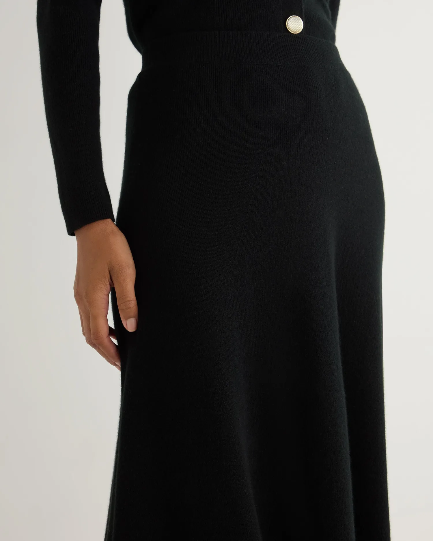 Women N.Peal Black | Textured Knits*Women's Long Rib Cashmere Skirt