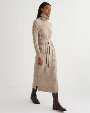 Women N.Peal Natural | Brown*Women's Longline Cable Cashmere Dress