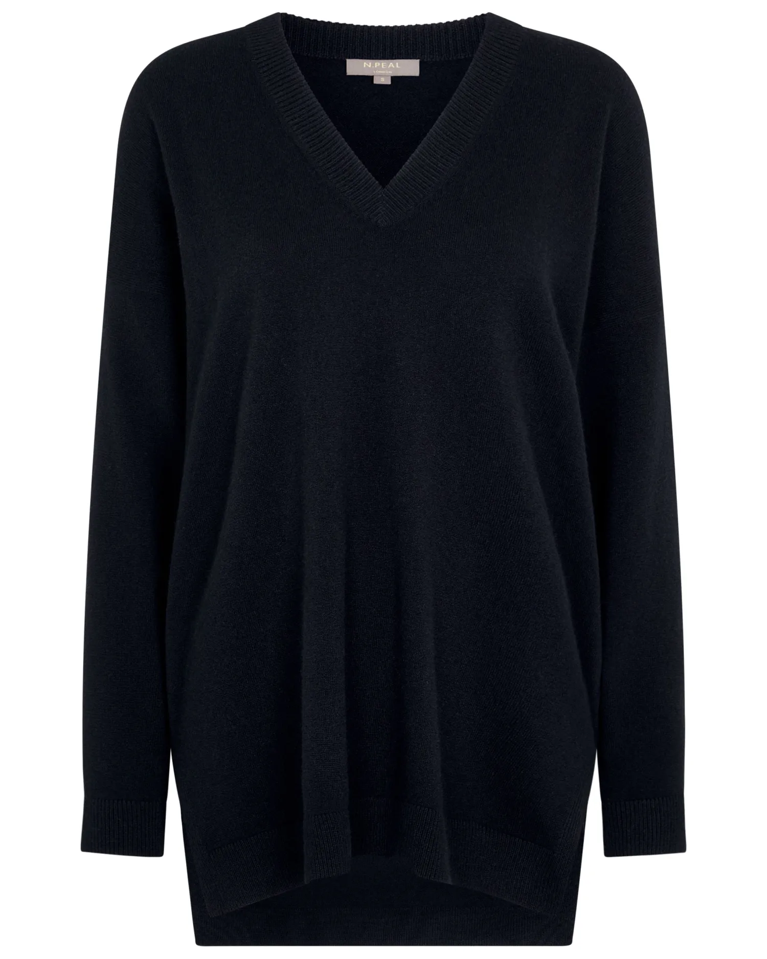 Women N.Peal Navy | Blue*Women's Longline V Neck Cashmere Sweater