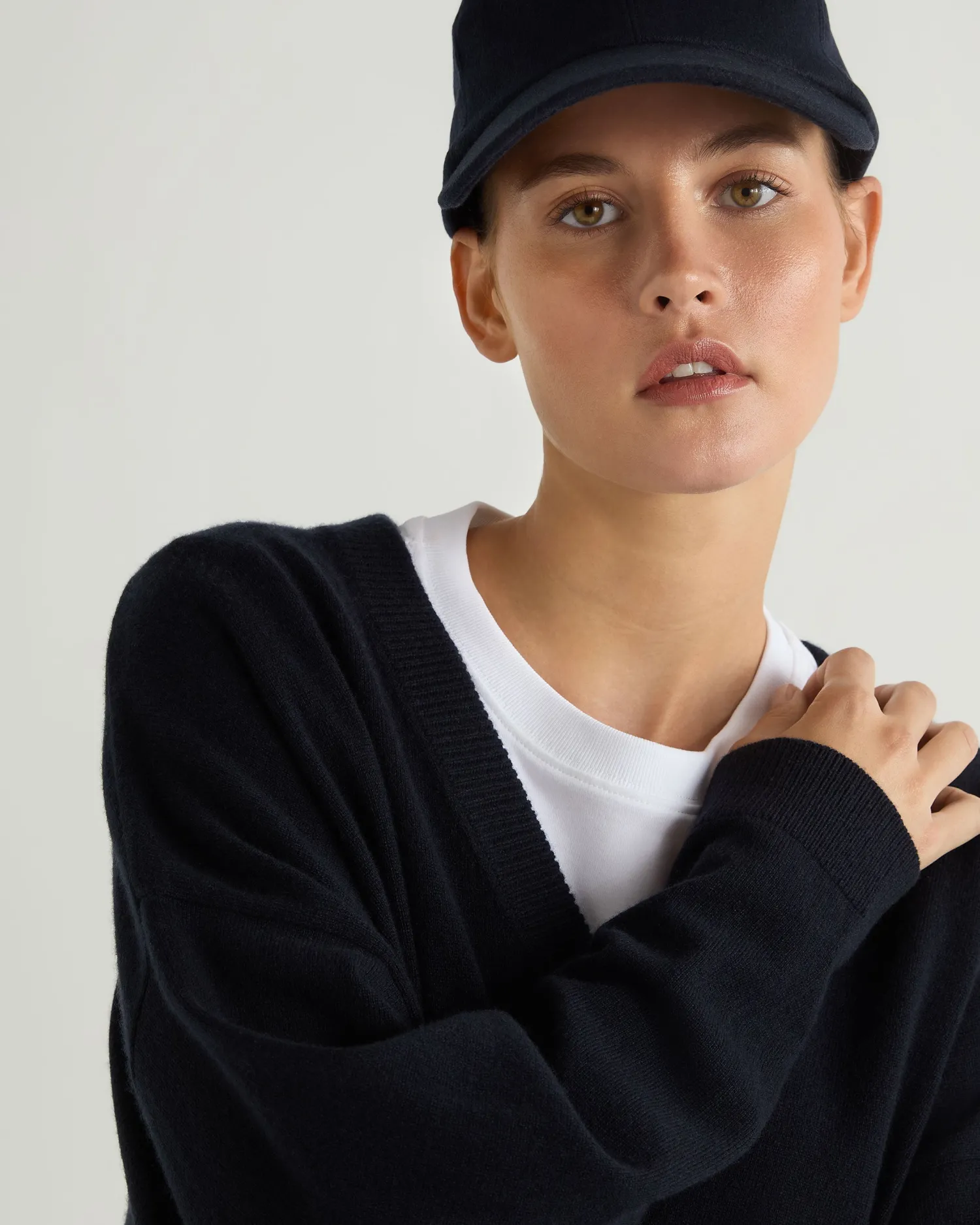 Women N.Peal Navy | Blue*Women's Longline V Neck Cashmere Sweater