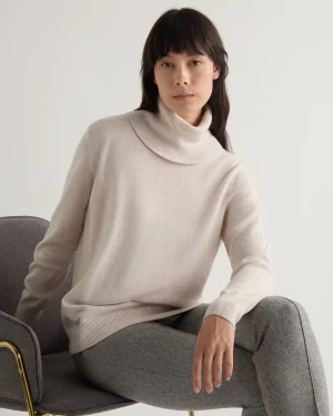 Women N.Peal White | Natural*Women's Loose Turtle Neck Cashmere Sweater