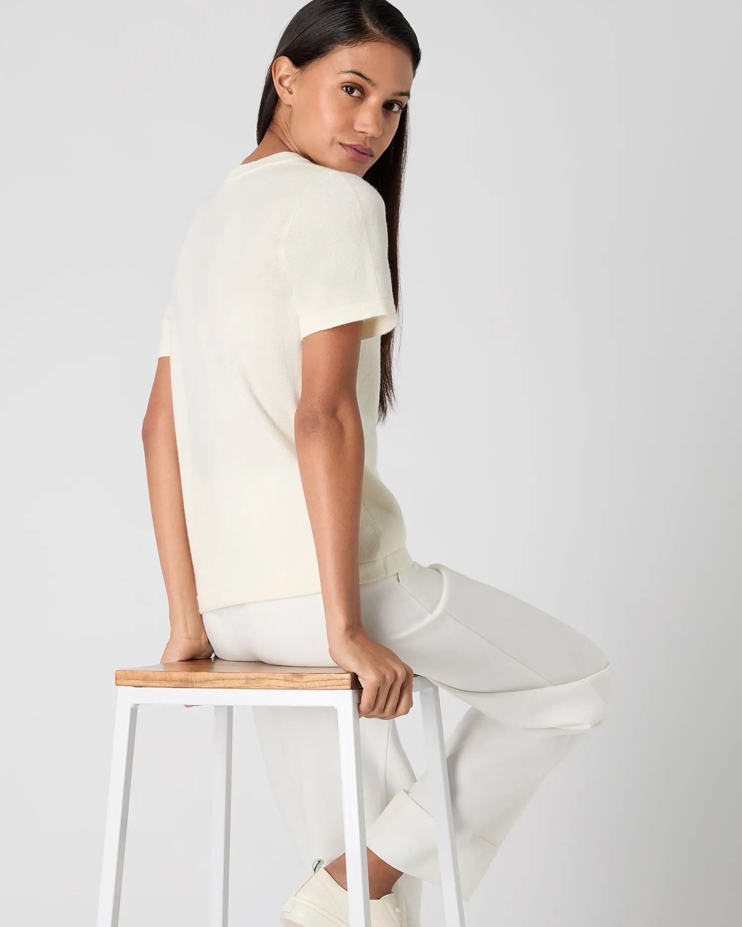 Women N.Peal White | Natural*Women's Lottie Cashmere T-Shirt