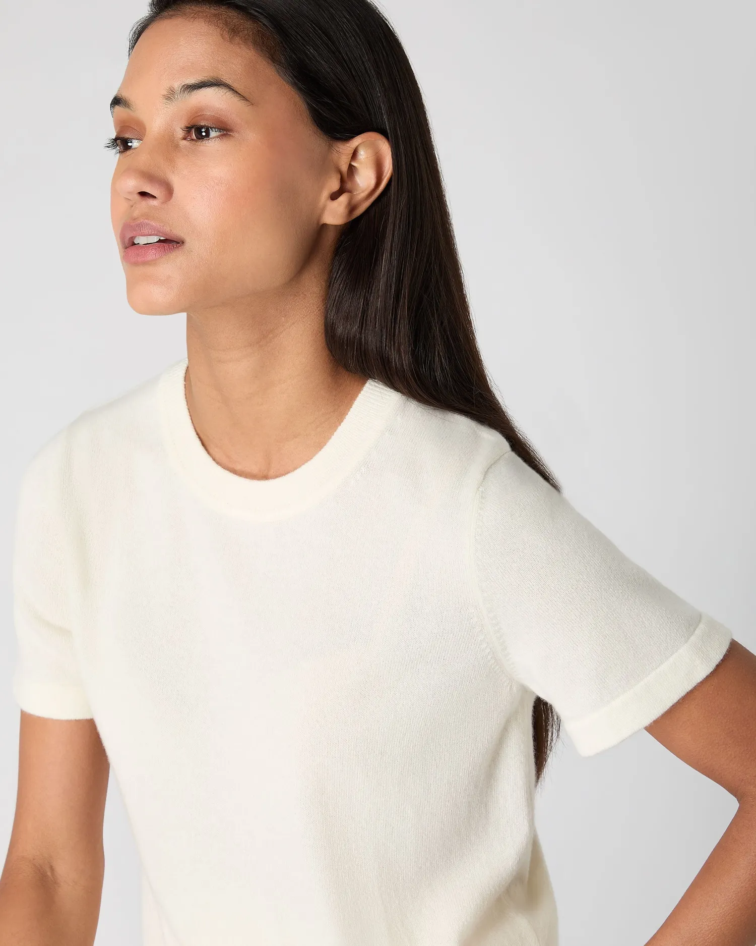 Women N.Peal White | Natural*Women's Lottie Cashmere T-Shirt