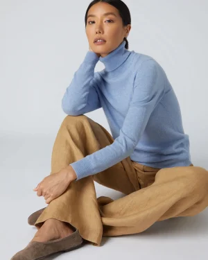 Women N.Peal Blue | Classic Cashmere*Women's Luna Turtle Neck Cashmere Sweater