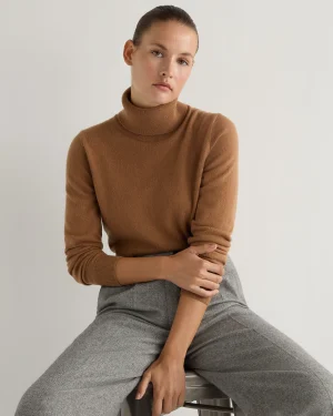 Women N.Peal Brown | Classic Cashmere*Women's Luna Turtle Neck Cashmere Sweater