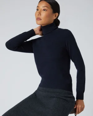 Women N.Peal Navy | Blue*Women's Luna Turtle Neck Cashmere Sweater