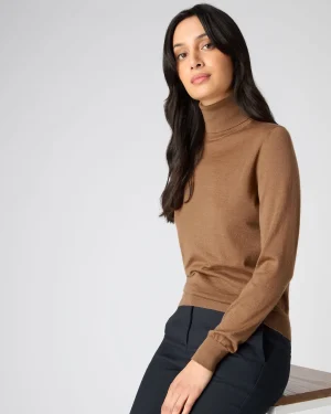Women N.Peal Brown | Superfine Cashmere*Women's Margot Superfine Cashmere Turtle Neck Sweater