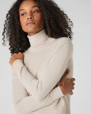 Women N.Peal Natural | Brown*Women's Margot Superfine Cashmere Turtle Neck Sweater