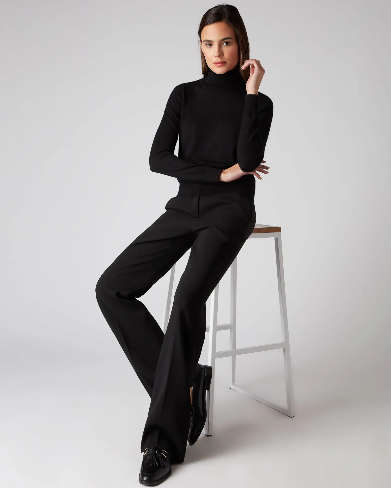 Women N.Peal Black | Superfine Cashmere*Women's Margot Superfine Cashmere Turtle Neck Sweater