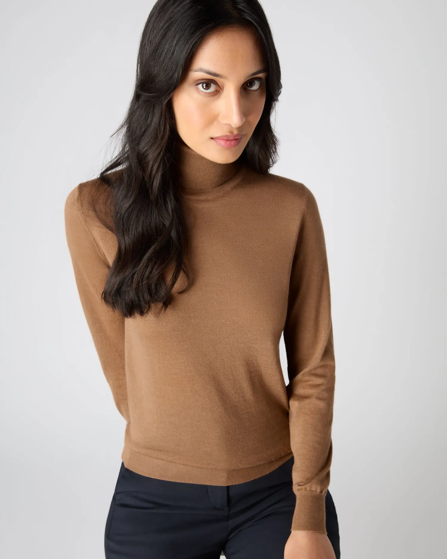 Women N.Peal Brown | Superfine Cashmere*Women's Margot Superfine Cashmere Turtle Neck Sweater