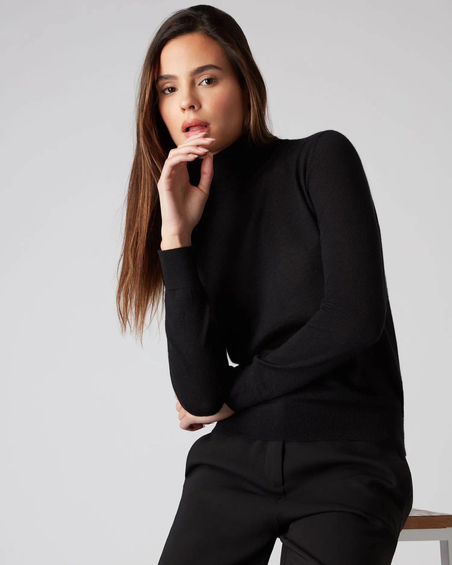 Women N.Peal Black | Superfine Cashmere*Women's Margot Superfine Cashmere Turtle Neck Sweater