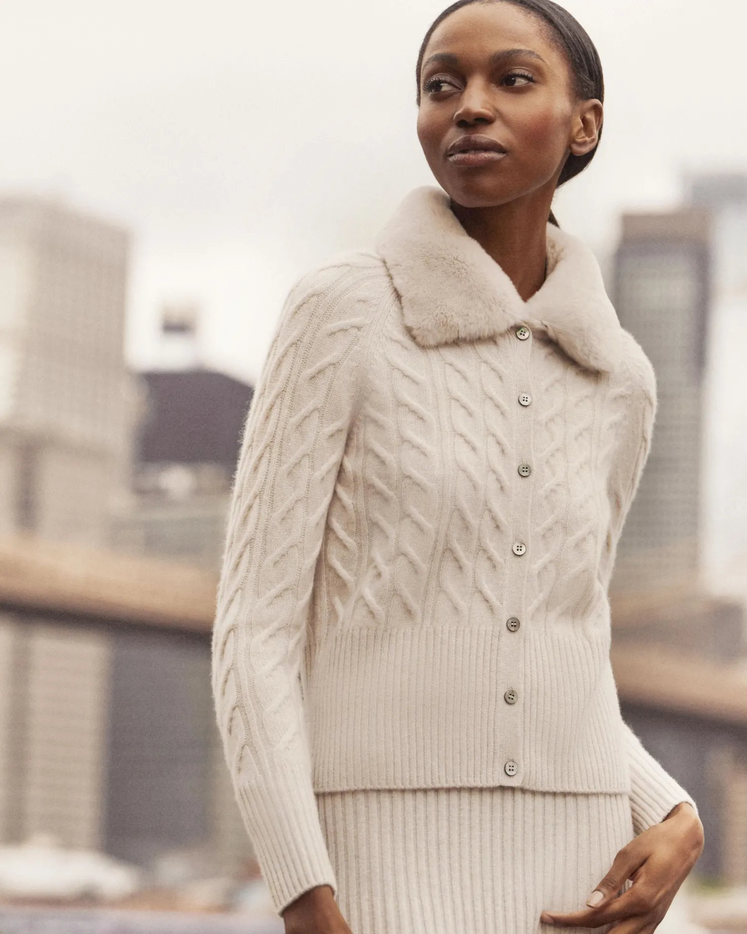 Women N.Peal White | Natural*Women's Maxi Rib Cashmere Skirt