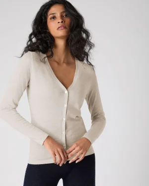 Women N.Peal Natural | Brown*Women's Mia Superfine Cashmere V Neck Cardigan