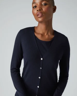 Women N.Peal Navy | Blue*Women's Mia Superfine Cashmere V Neck Cardigan