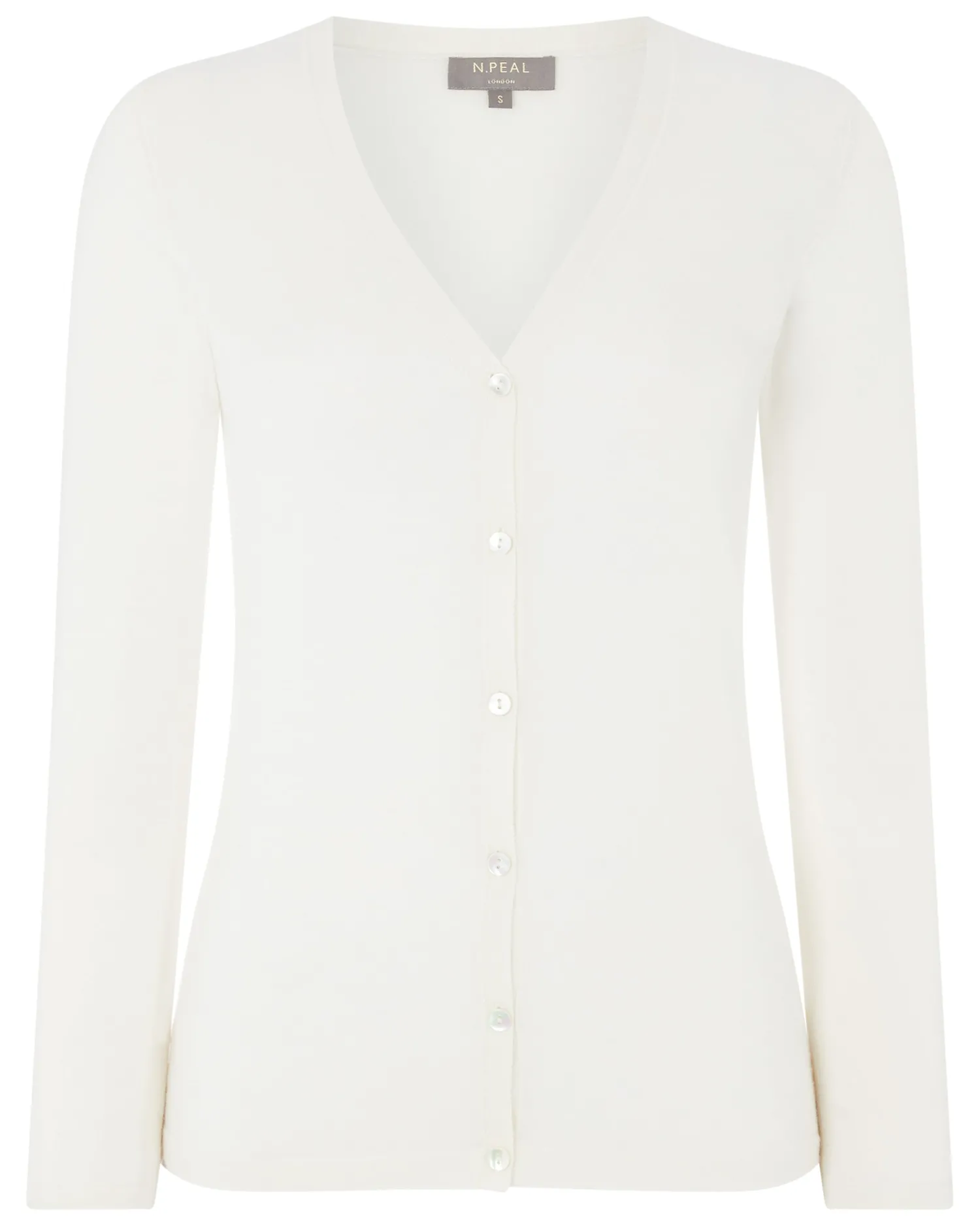 Women N.Peal White | Natural*Women's Mia Superfine Cashmere V Neck Cardigan