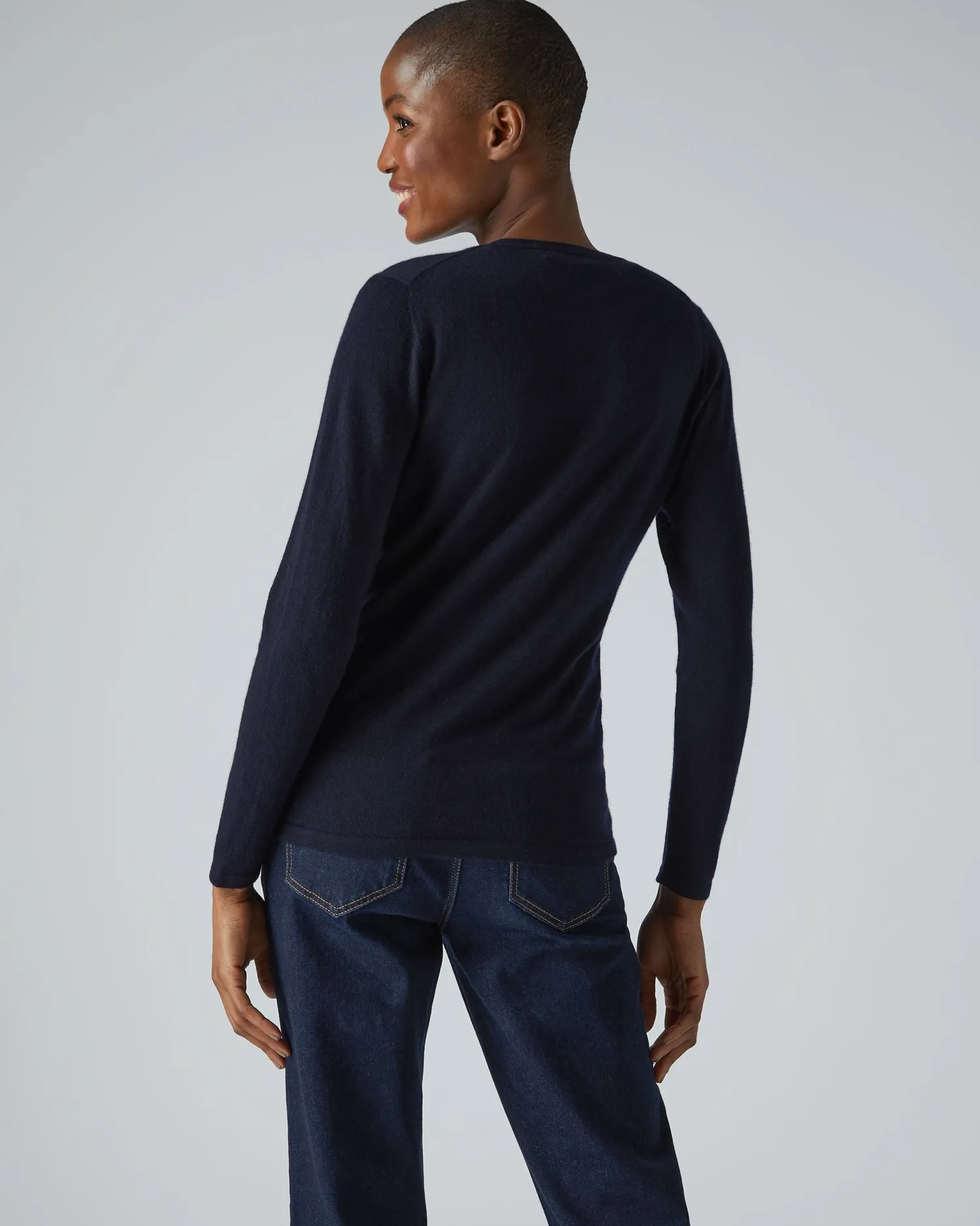 Women N.Peal Navy | Blue*Women's Mia Superfine Cashmere V Neck Cardigan