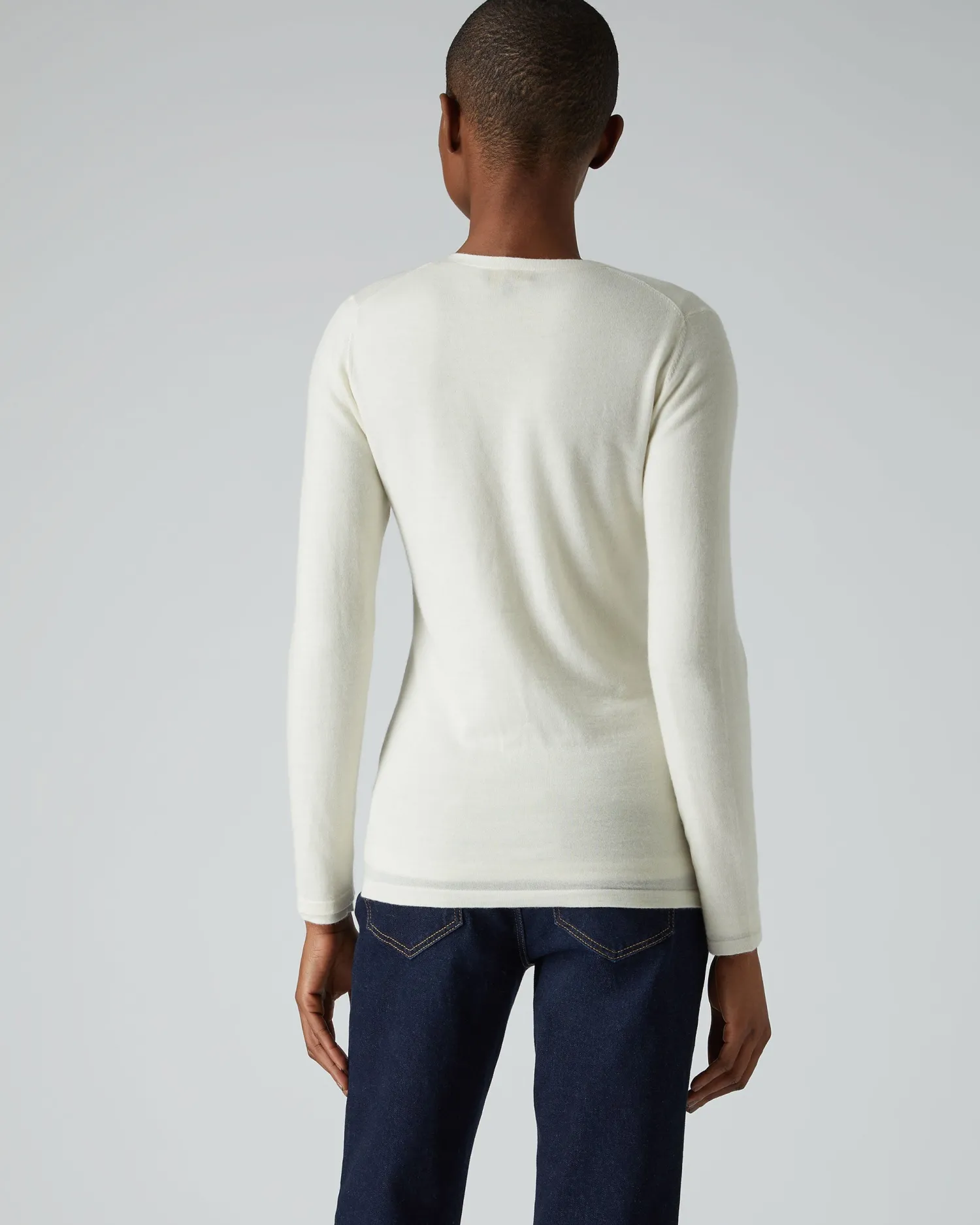 Women N.Peal White | Natural*Women's Mia Superfine Cashmere V Neck Cardigan