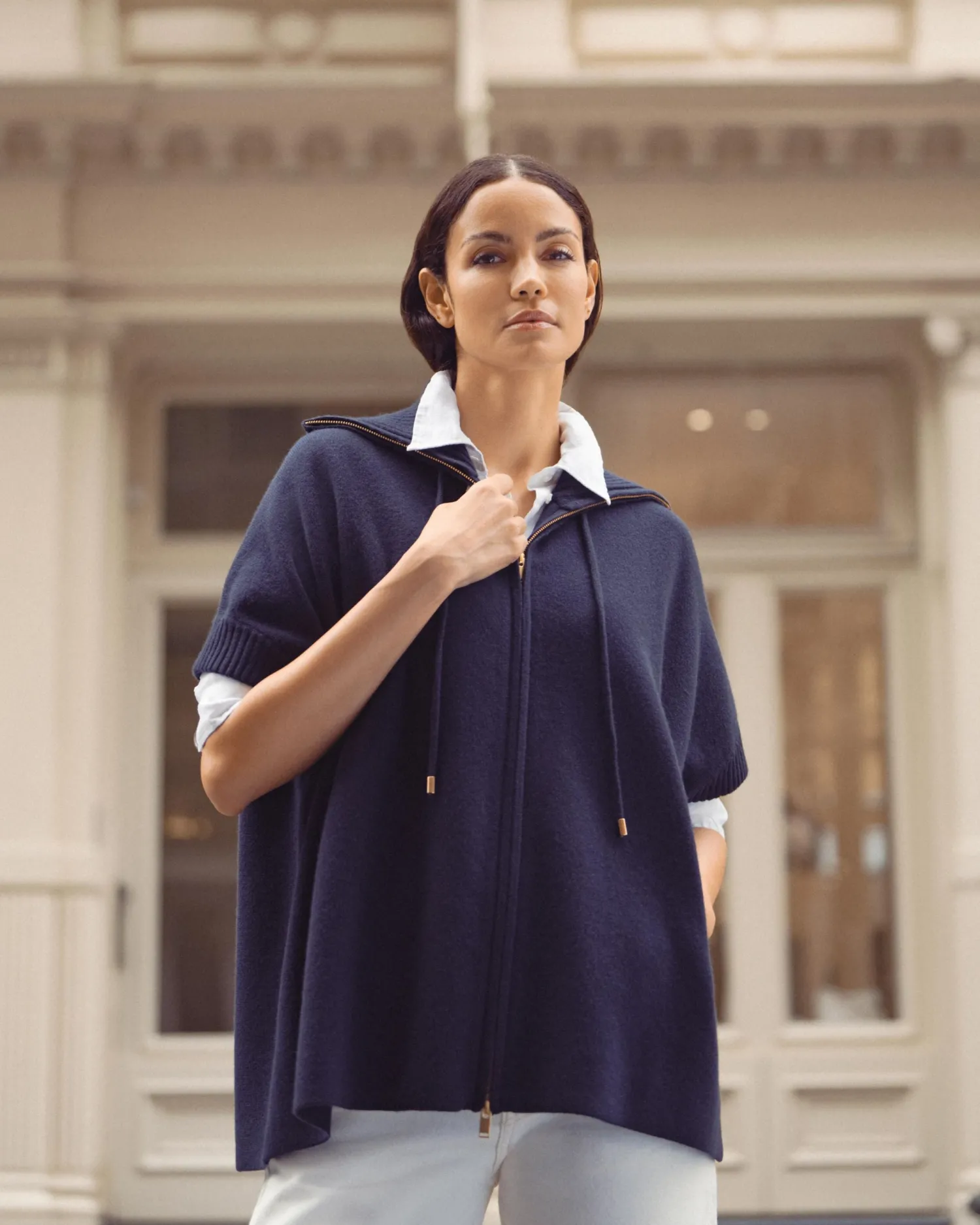 Women N.Peal Navy | Blue*Women's Milano Knitted Cashmere Cape