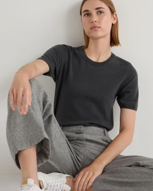Women N.Peal Dark Grey | Classic Cashmere*Women's Milly Classic Cashmere T-Shirt