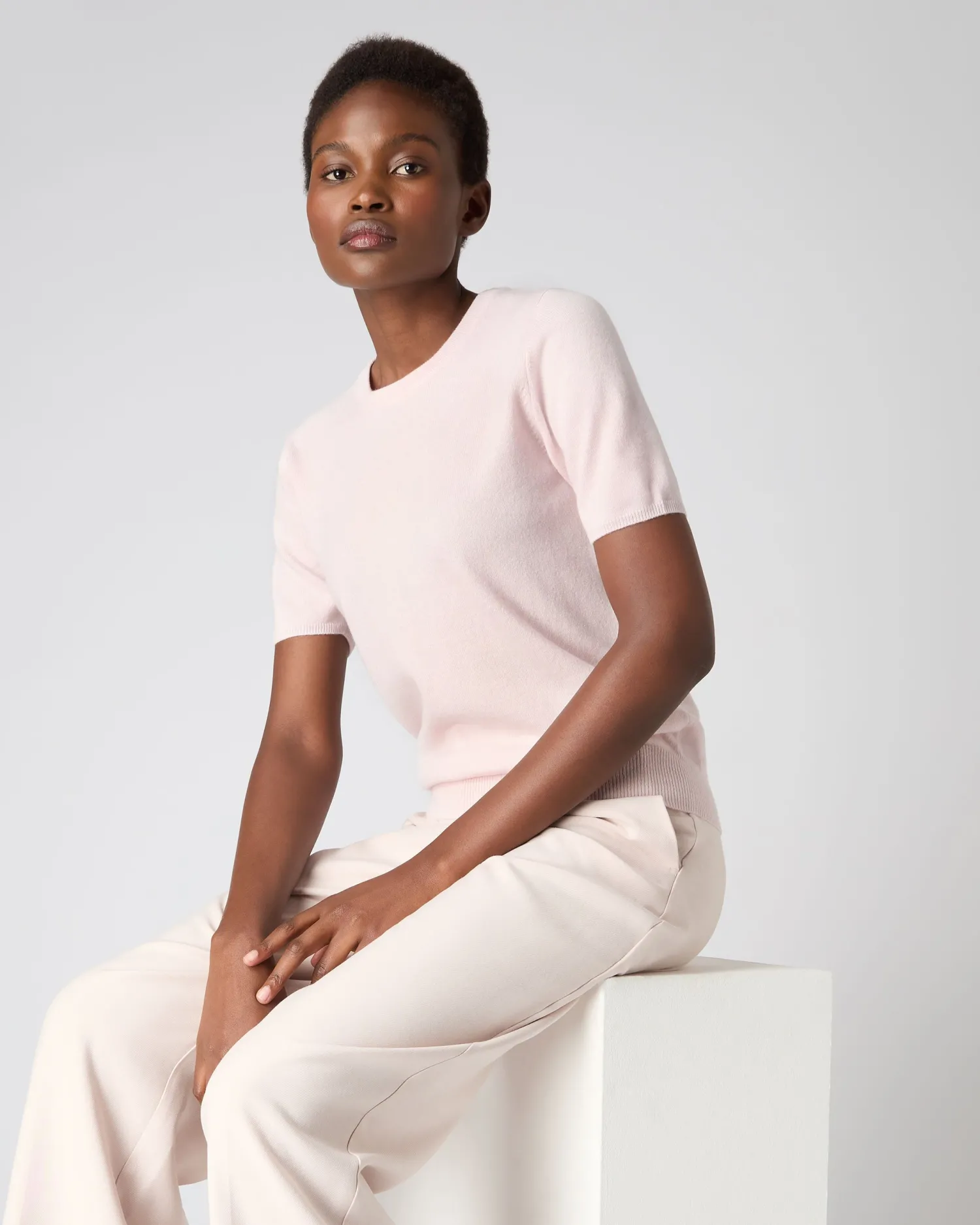 Women N.Peal Pink | Classic Cashmere*Women's Milly Classic Cashmere T-Shirt