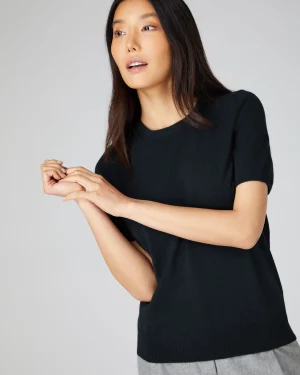 Women N.Peal Black | Tops & T-shirts*Women's Milly Classic Cashmere T-Shirt