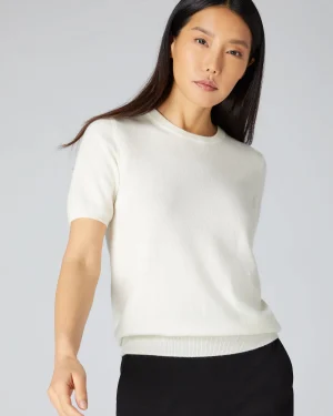 Women N.Peal White | Natural*Women's Milly Classic Cashmere T-Shirt