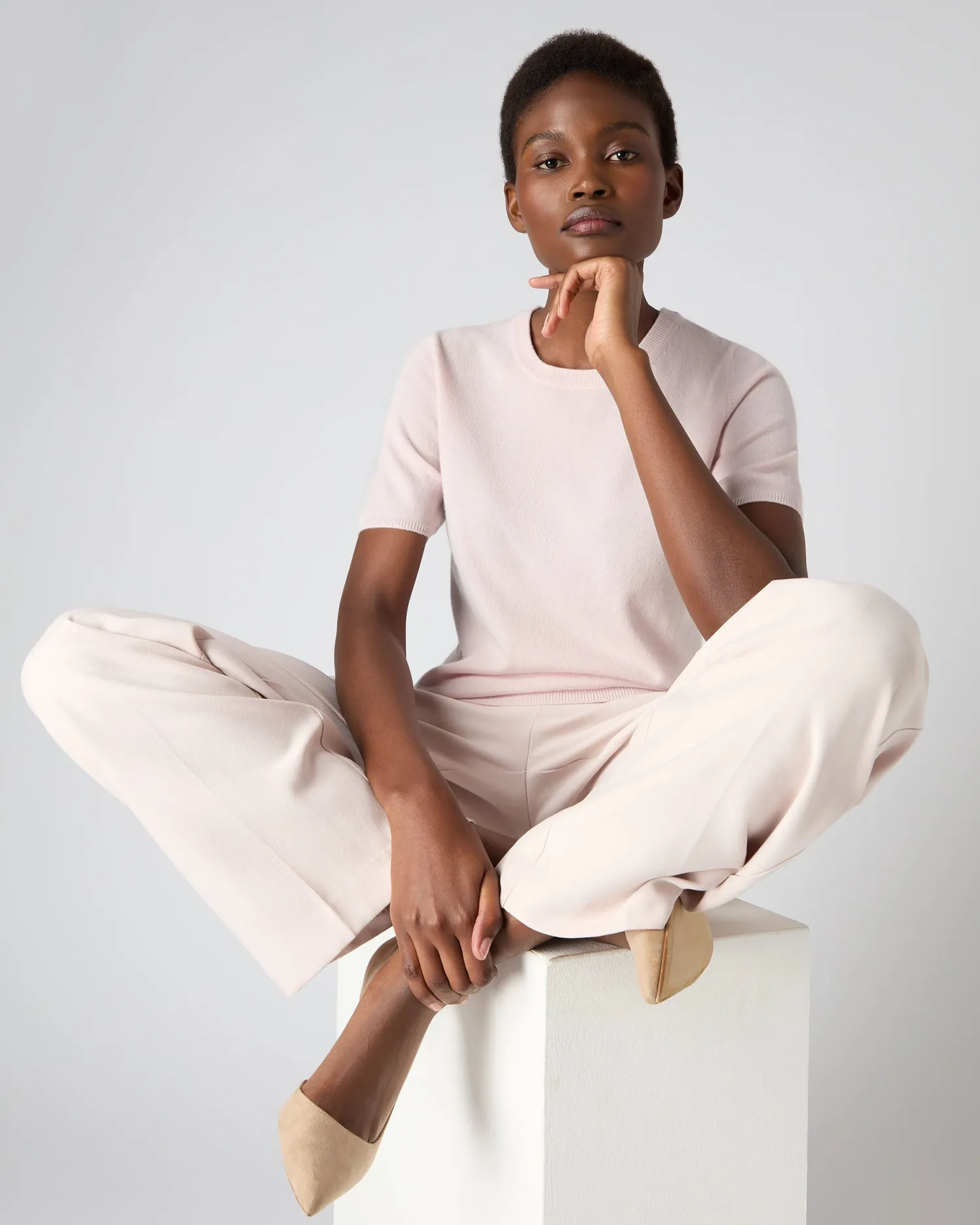 Women N.Peal Pink | Classic Cashmere*Women's Milly Classic Cashmere T-Shirt