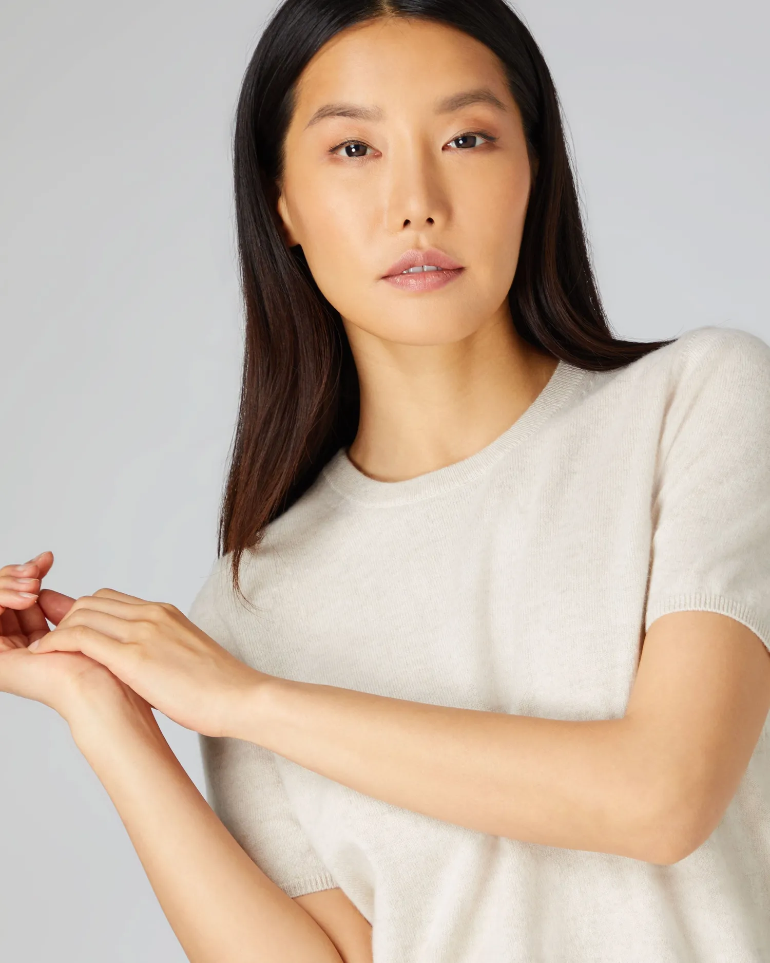 Women N.Peal White | Natural*Women's Milly Classic Cashmere T-Shirt