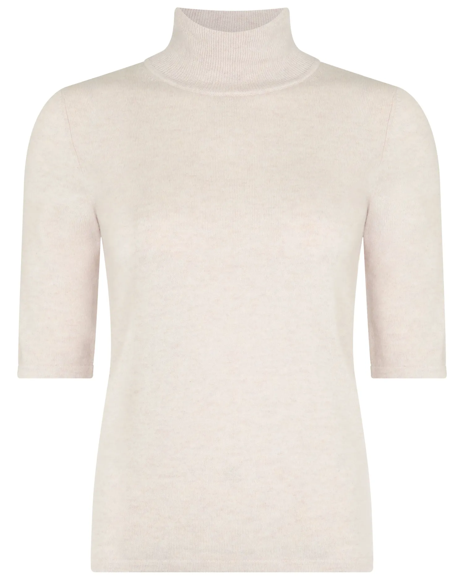 Women N.Peal White | Natural*Women's Mock Neck Cashmere T-Shirt