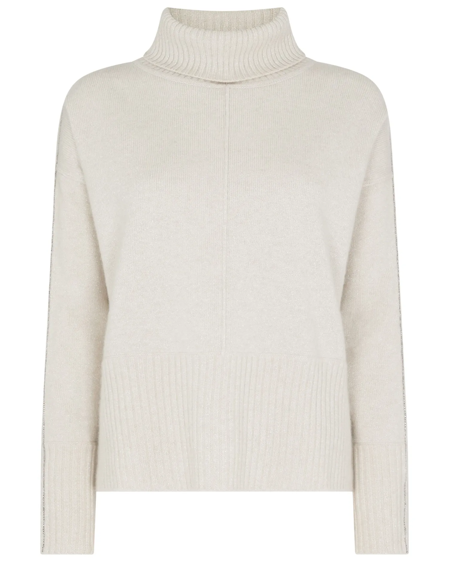 Women N.Peal White | Natural*Women's Mollie Metal Turtle Neck Cashmere Sweater
