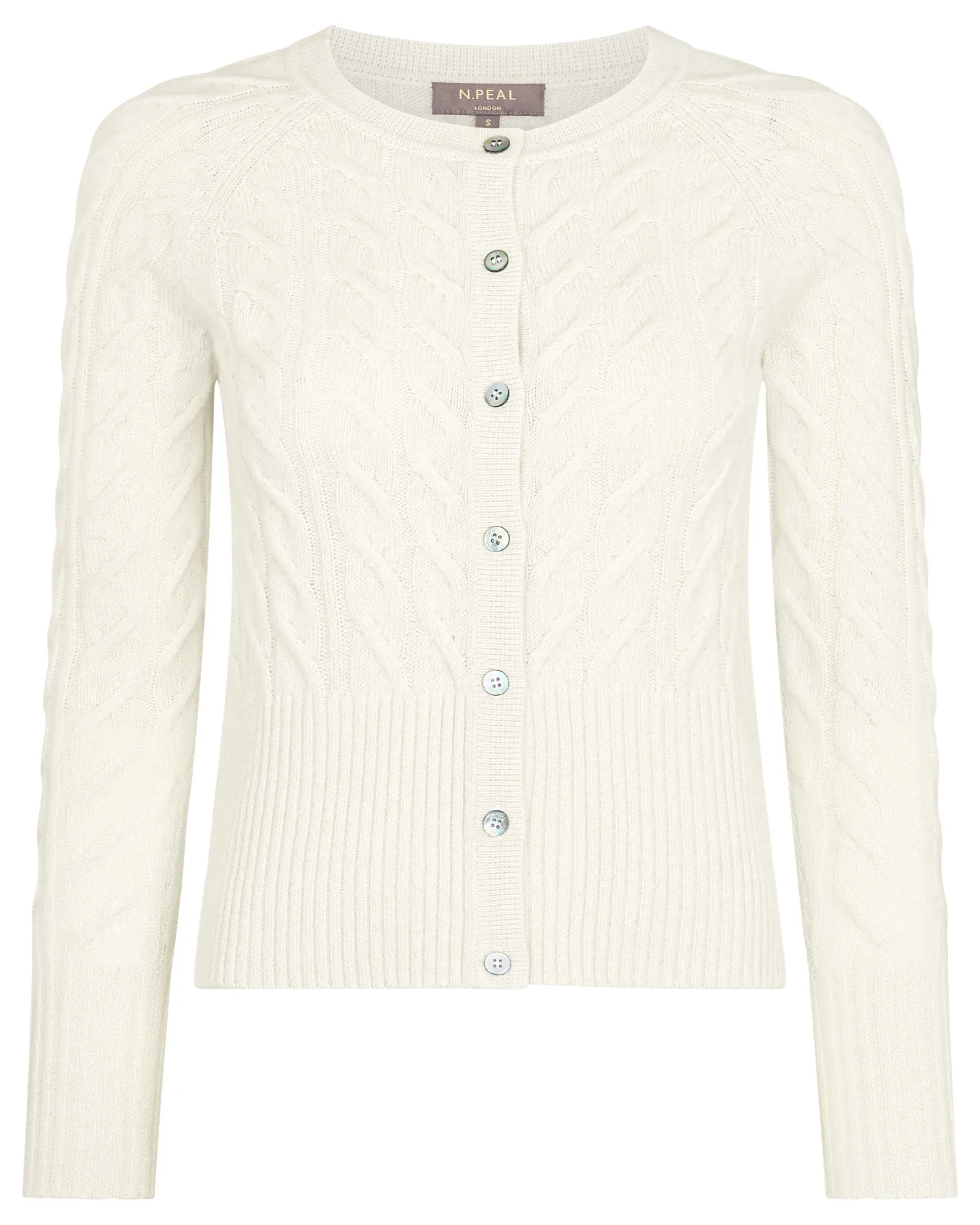 Women N.Peal Natural | Textured Knits*Women's Myla Cable Cashmere Cardigan With Lurex