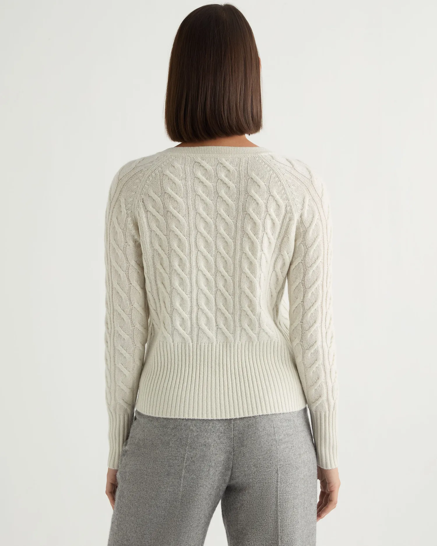 Women N.Peal Natural | Textured Knits*Women's Myla Cable Cashmere Cardigan With Lurex