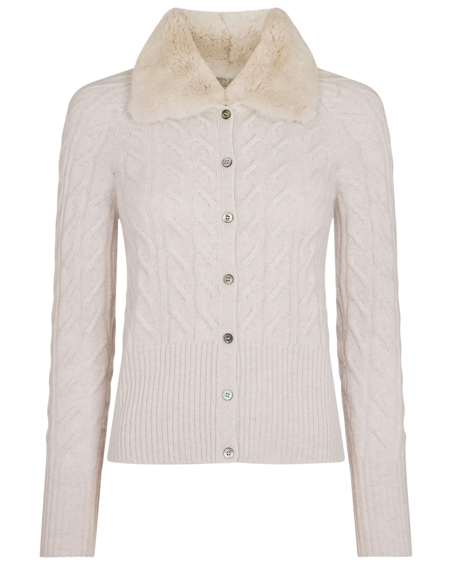 Women N.Peal White | Natural*Women's Myla Fur Collar Cashmere Cardigan