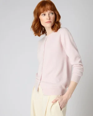 Women N.Peal Pink | Classic Cashmere*Women's Olivia Round Neck Cashmere Cardigan