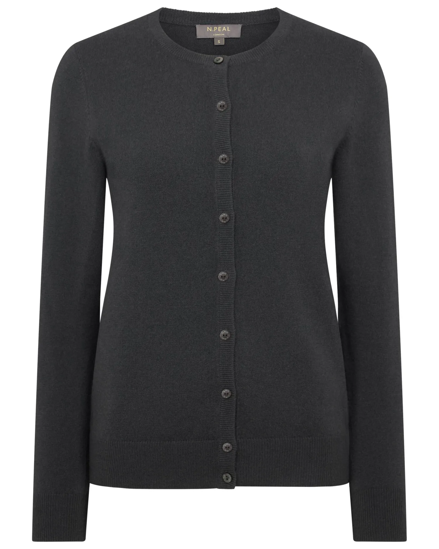 Women N.Peal Dark Grey | Classic Cashmere*Women's Olivia Round Neck Cashmere Cardigan