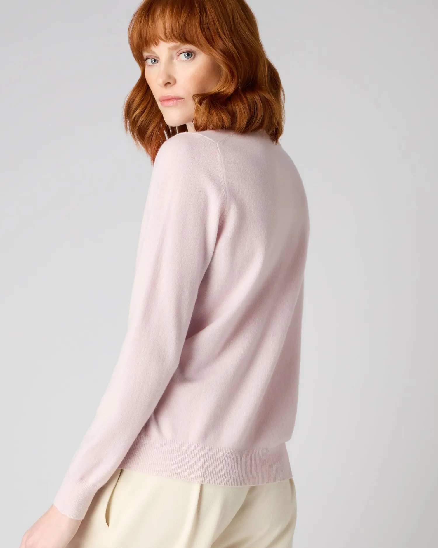 Women N.Peal Pink | Classic Cashmere*Women's Olivia Round Neck Cashmere Cardigan