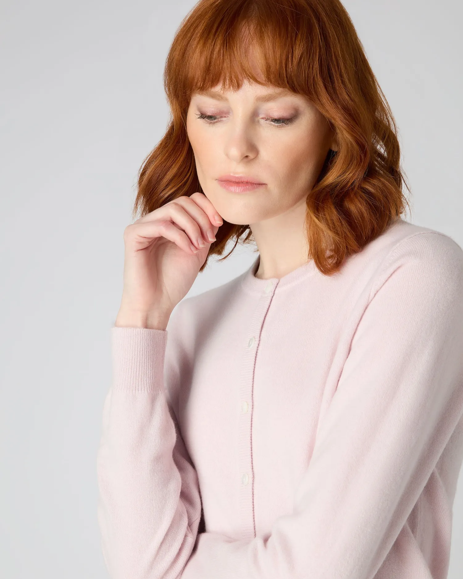Women N.Peal Pink | Classic Cashmere*Women's Olivia Round Neck Cashmere Cardigan