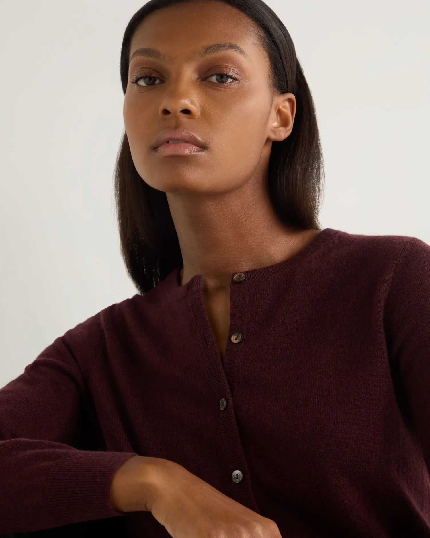 Women N.Peal Red | Classic Cashmere*Women's Olivia Round Neck Cashmere Cardigan