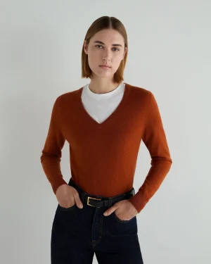 Women N.Peal Classic Cashmere | Organic Cashmere*Women's Phoebe V Neck Cashmere Sweater
