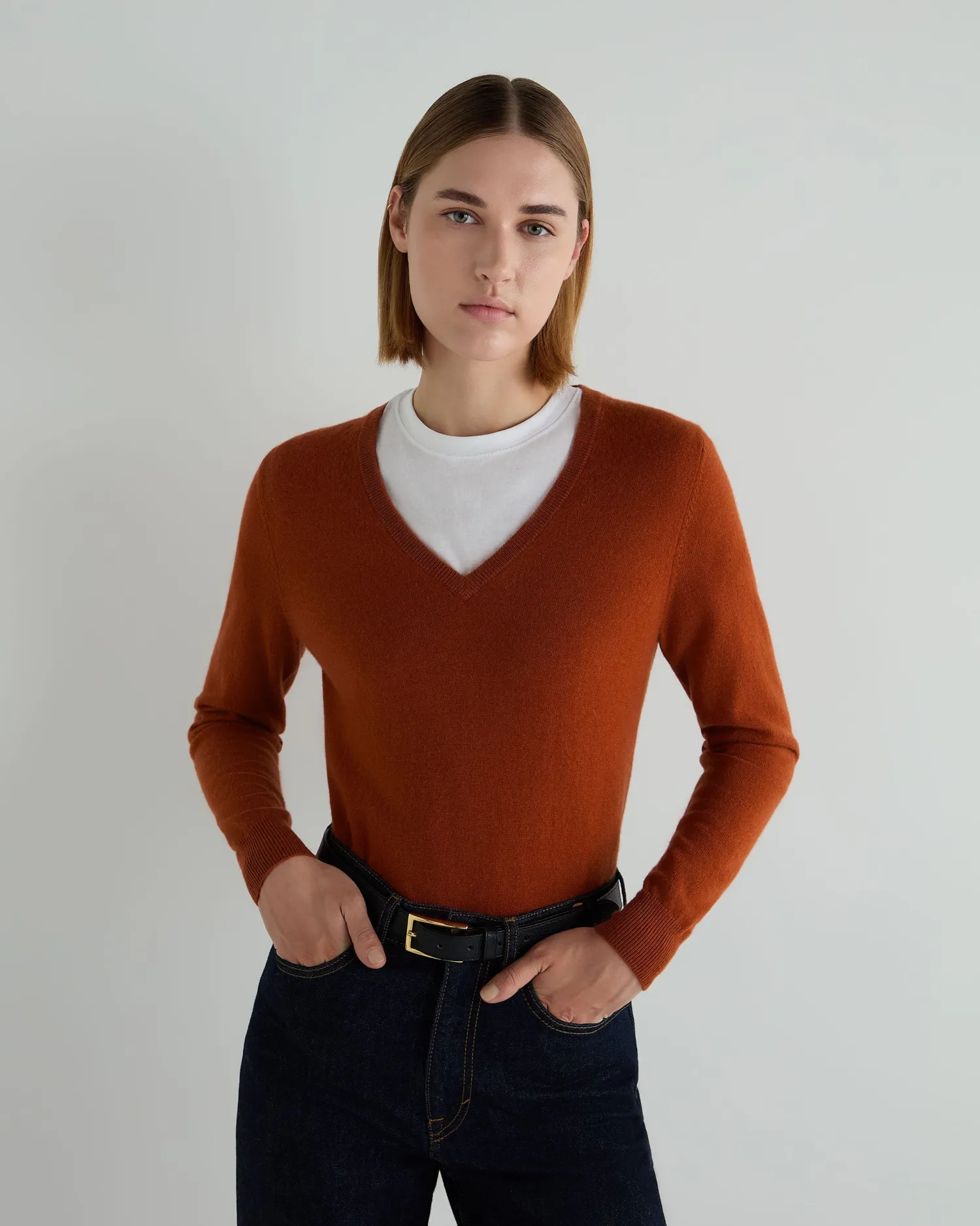 Women N.Peal Classic Cashmere | Organic Cashmere*Women's Phoebe V Neck Cashmere Sweater