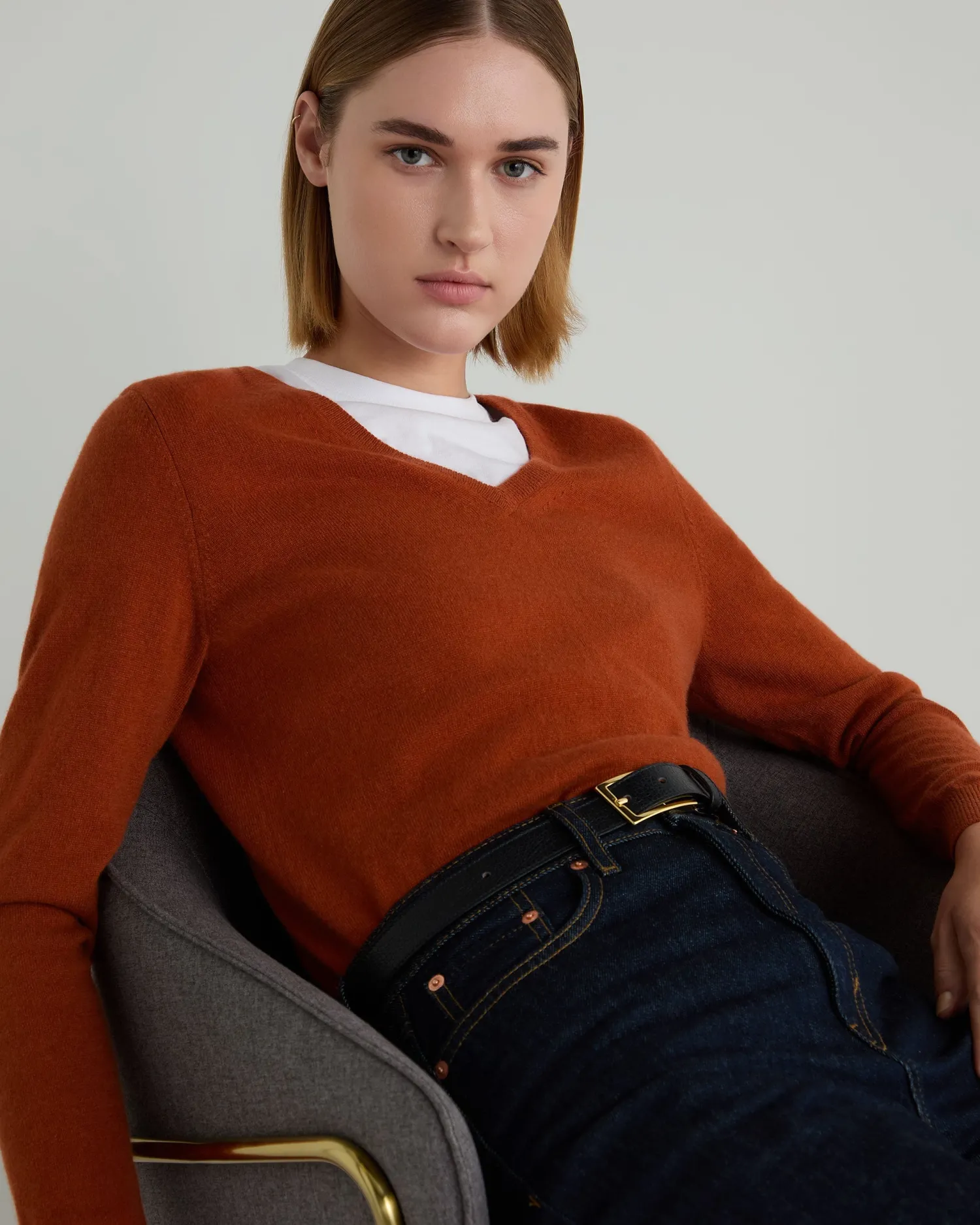 Women N.Peal Classic Cashmere | Organic Cashmere*Women's Phoebe V Neck Cashmere Sweater