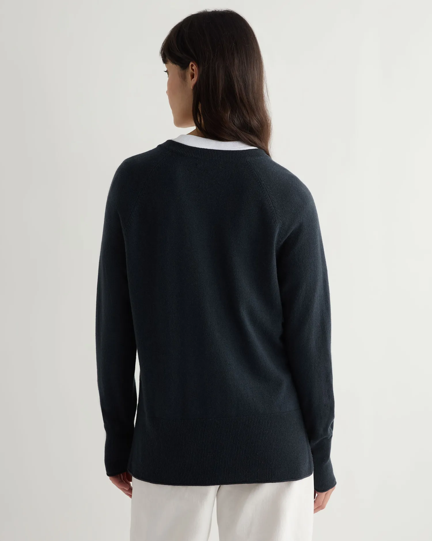 Women N.Peal Blue | Organic Cashmere*Women's Relaxed V Neck Cashmere Sweater