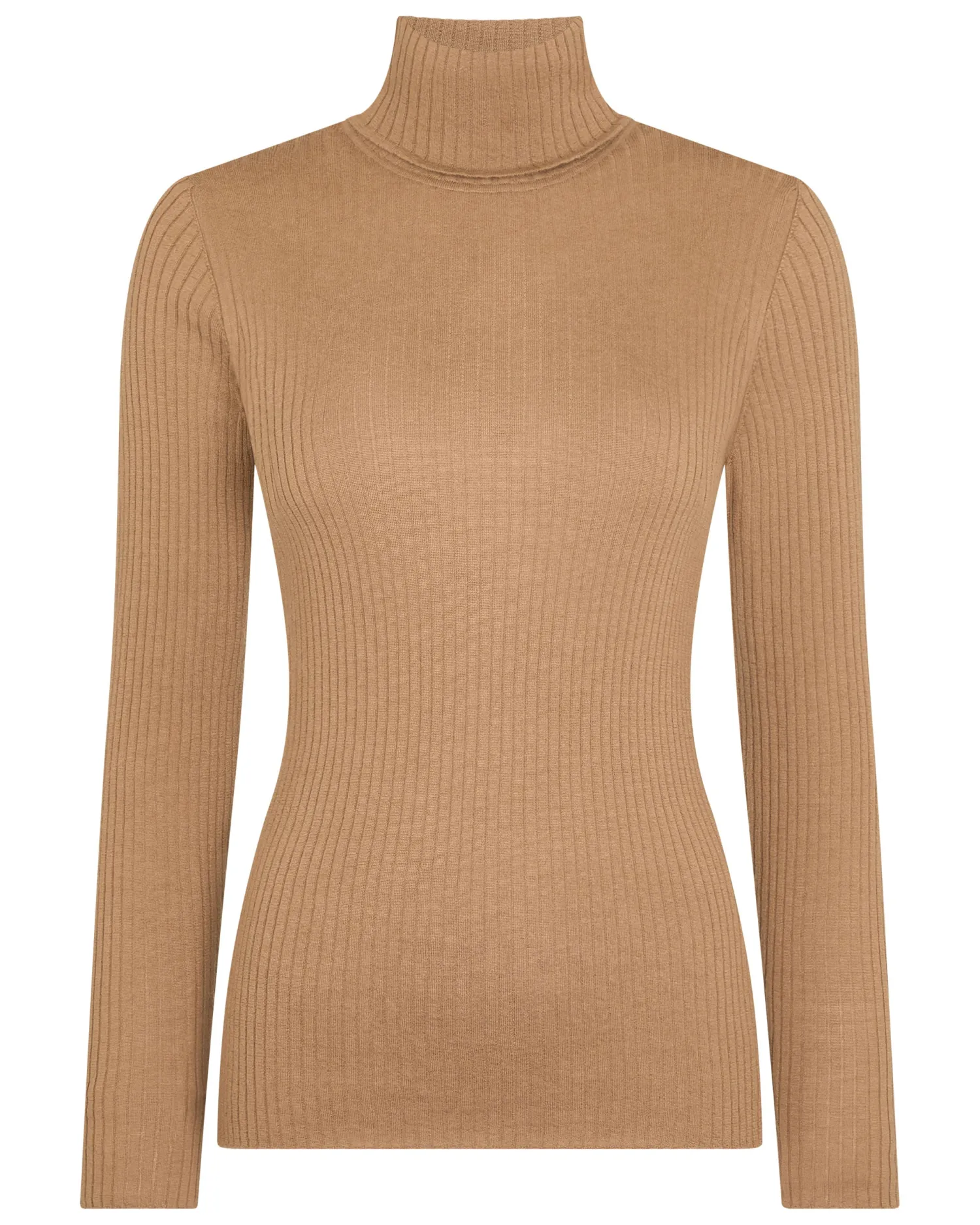 Women N.Peal Brown | Ribbed Cashmere*Women's Superfine Cashmere Ribbed Turtle Neck Sweater