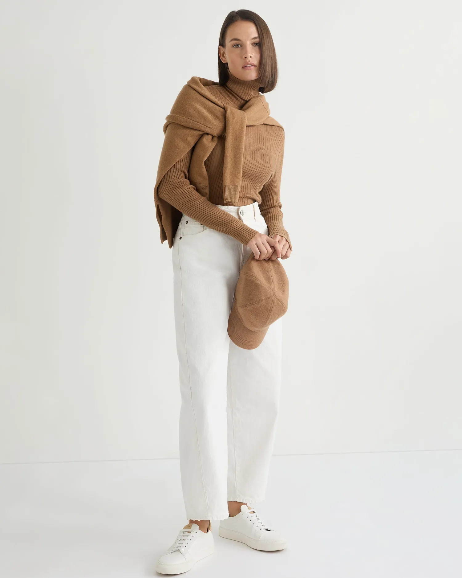 Women N.Peal Brown | Ribbed Cashmere*Women's Superfine Cashmere Ribbed Turtle Neck Sweater