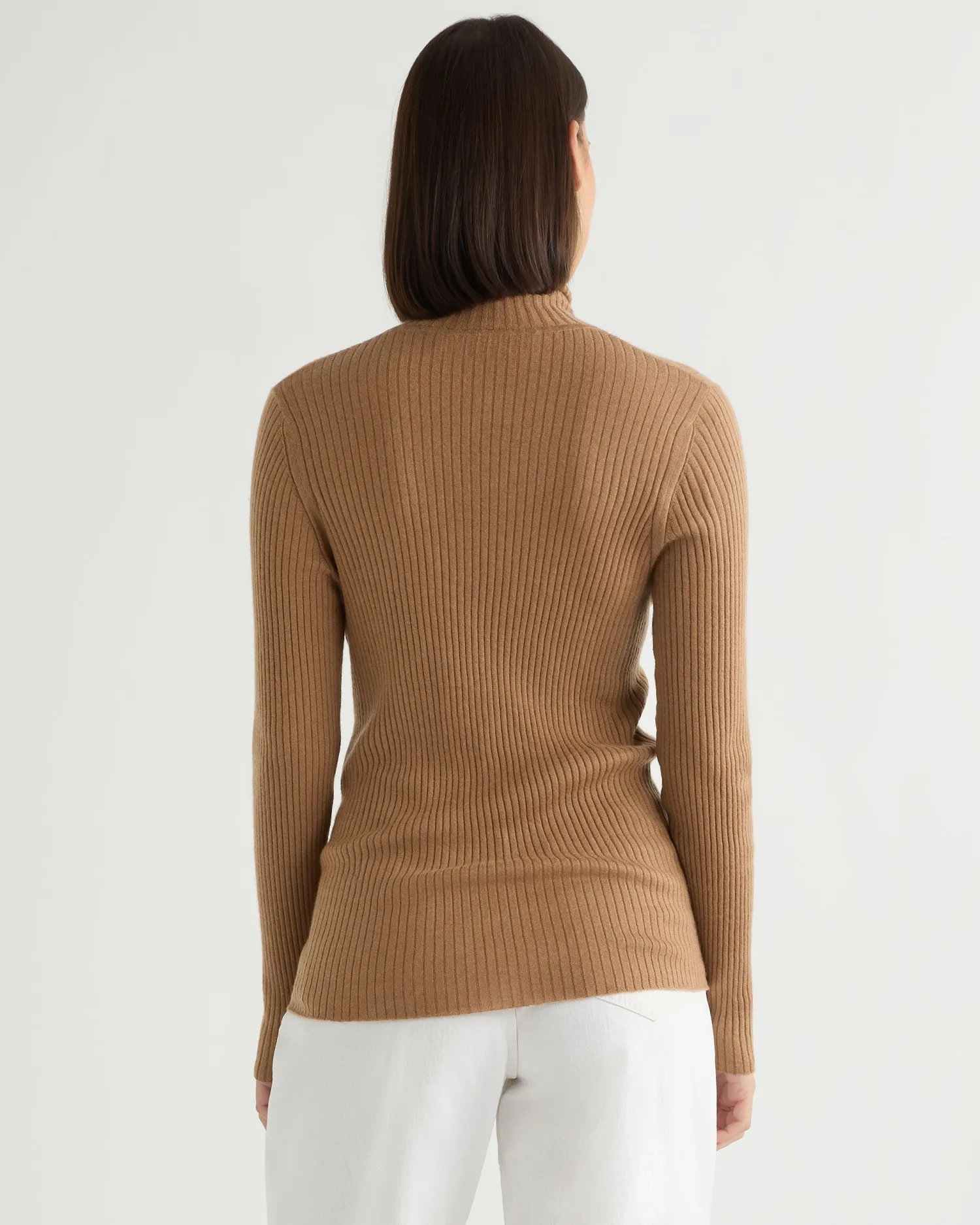 Women N.Peal Brown | Ribbed Cashmere*Women's Superfine Cashmere Ribbed Turtle Neck Sweater