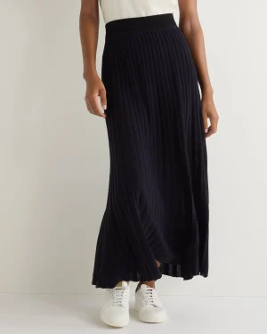 Women N.Peal Navy | Blue*Women's Superfine Pleated Cashmere Silk Skirt